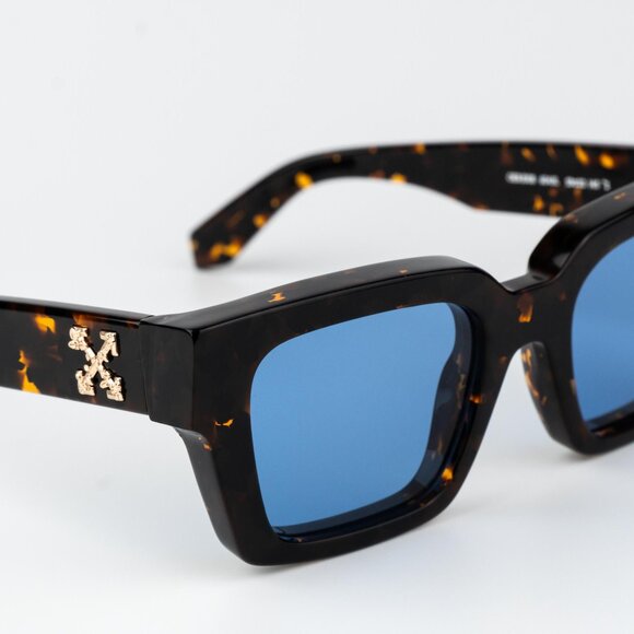 Off-White VIRGIL Women Sunglasses Havana Blue Square OERI008 6045 NEW AUTHENTIC - Picture 6 of 13